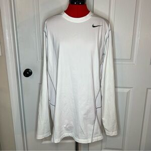 Nike Pro Dri Fit Long Sleeve Mens Shirt Warm Shirt White Size XXL